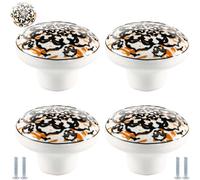 Cupboard Handles Knobs 4 Pack Bohemian Style Ceramic Knobs Hand-Painted Ceramic Pulls Suitable for Bedroom Drawers Cabinets Dressing Tables Furniture Decoration(39mm)