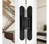 Cupboard Hinges Interior Swing Wood Door Hidden Hinge 180 Degree Casement 3D Adjustable Butt Zinc Alloy Invisible Hardware(Black,G40)