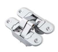 Cupboard Hinges Three-Dimensional Invisible Door Hinges Wooden Folding Blind Doors Cross 180 Degree Inside and Outside Open Hidden(Silver,Left Open)