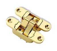 Cupboard Hinges Three-Dimensional Invisible Door Hinges Wooden Folding Blind Doors Cross 180 Degree Inside and Outside Open Hidden(Gold,Right Open)
