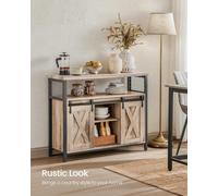 Cupboard, Kitchen Storage Cabinet, With 2 Sliding Barn Doors, Flexible Shelves, Camel Brown And Ink Black