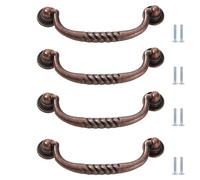 Cupboard Knobs 4 Pcs Antique Swing Drawer Pulls Handles 3.74 Inch Vintage Red Copper Drop Cabinet Handles Suitable for Dresser Drawers Vintage Furniture Kitchen Hardware