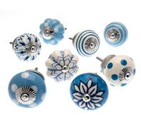 Cupboard Knobs Decorative Ceramic Door And Drawer Handles Vintage Home Décor Set Of 8 By Mango Tree