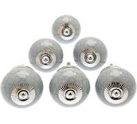 Cupboard Knobs Decorative Grey Crackle Effect Ceramic Door And Drawer Handles Vintage Home Décor Set Of 6 By Mango Tree