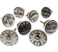 Cupboard Knobs Decorative Plain Grey And Yellow Round And Flower Shaped Ceramic Door And Drawer Handles Set Of 8 By Mango Tree