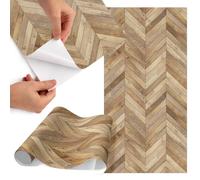Cupboard Vinyl Wrap Natural Wood Rustic Herringbone Warm Atmosphere 75x150