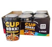 CupBokki Korean Tteokbokki Rice Cakes, Spicy Flavor, 6 Pack - Authentic Spicy Korean Rice Cake Jjajang from the Korean Bros (이)