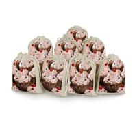 Cupcake And Muffin Bunches Pocket Cotton And Hemp with Drawstring 8 Pieces Reusable Gift Bags Jewelry Pouch for Wedding DIY Craft Party (4.9 X 6.7 Inch)