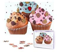 Cupcake and Muffin Puzzles for Adults 1000 Pieces, Wooden Puzzle Personalized Jigsaw Puzzles from Photos, Challenging Puzzle Art Painting Home Decor Birthday Party Gift (29.5" x 19.7")