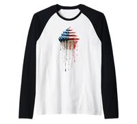 Cupcake Baking Baker American Flag USA Drip Graffiti Lover Raglan Baseball Tee