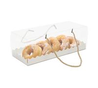 Cupcake Box, Transparent 60 Pieces Patisserie Box (27.5 x 11 x 9.5 cm) with Rope Carry Packaging Boxes for Macaroons, Cupcakes, Biscuits, Sweets, Small Breads