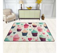 Cupcake Candy Hearts Sweet Area Rugs for Living Room Non-Slip Washable Rug Modern Floor Carpet Large Fuzzy Rugs Ultra Soft Plush Indoor Throw Carpet for Bedroom Dining Room Home Decor 72"x48"