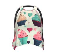 Cupcake Candy Hearts Sweet Baby Car Seat Canopy Cover, Multi Use Breathable Nursing Breastfeeding Covers for Mom Soft Stroller Sun Shade Newborn Shower Gift