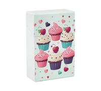 Cupcake Candy Hearts Sweet Cigarette Case - Waterproof & Crush Proof Cigarette Holder Case for 20 King Size Cigarettes, Portable Pocket Size Travel Box for Men & Women