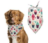 Cupcake Candy Hearts Sweet Dog Bandanas Adjustable Bib Party Pet Decorations Cute Dog Triangle Scarfs for Small Medium Puppy Cat Costume Accessory