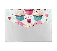 Cupcake Candy Hearts Sweet Expanding File Folder 6 Pockets Accordion File Organizer Portable Letter A4 Size Folders with Snap Closure for Document Paper Receipt Office Supplies