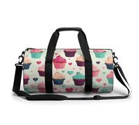 Cupcake Candy Hearts Sweet Gym Bag for Men Women Water Resistant Duffle Bag Travel Lightweight Bag for Travel Sports, white, 17.7in/9in/9in