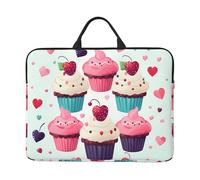 Cupcake Candy Hearts Sweet Laptop Case 14 in, TSA Laptop Sleeve Shockproof Protective Notebook Case Water Resistant Computer Bag with Handle Briefcase Handbags for Men Women