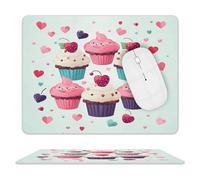 Cupcake Candy Hearts Sweet Leather Mouse Pad Waterproof Computer Mouse Mat Non-Slip Gaming Mousepad Cute Square Mouse Pad for Computers Laptop Gaming Office Home 8" X 10