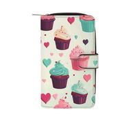 Cupcake Candy Hearts Sweet Leather Wallet,Multiple Card Slots Clip,Multi-Functional Slim Billfold For Men Women
