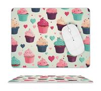 Cupcake Candy Hearts Sweet Mouse Pad Ultra Thin, Leather Mousepad with Waterproof Smooth Surface, Anti Slip Mouse Pad for Gaming, Office & Home 9.4"x7.9"