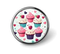 Cupcake candy hearts sweet Printed Round Brooch A Must Have Accessory for Trendy Women Ideal for Valentine's Day Birthday Graduation