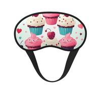 Cupcake Candy Hearts Sweet Sleep Mask for Side Sleeper, Blackout Sleep Eye Mask Comfortable Blindfold Eyeshade Soft Breathable Sleeping Mask with Elastic Strap Silk Eye Covers for Travel