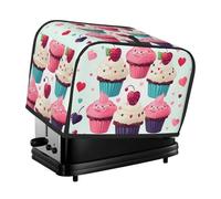 Cupcake candy hearts sweet Toaster Cover 2 Slice, Waterproof Bread Machine Covers with Pockets Universal Size Kitchen Small Appliance Cover with Handle, Dust and Fingerprint Protection
