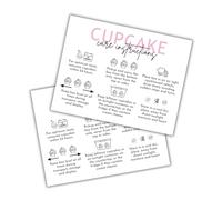 Cupcake Care Instruction Cards 30pk 4.25x5.5” Bakery How To Store Client Packaging Cake Pops Storage Tips DIY Decorating Cookie Kit