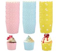 Cupcake Cases,150 Pcs Muffin Cases for Baking,Muffin Cupcake Liners Cup Cake Baking Cup Polka Dots Cupcake Wrapper for Cake Ice Cream Dessert Wedding Birthday Party (Blue Pink Yellow)