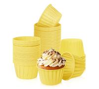 Cupcake Cases, 150PCS Foil Metallic Cupcake Paper Cups, Cake Muffin Liners, Greaseproof Cupcake Cake Cases for Baking Fairy Cakes for Christmas Birthday Wedding Party (Yellow)