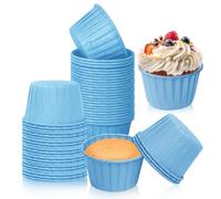 Cupcake Cases, 150PCS Foil Metallic Cupcake Paper Cups, Cake Muffin Liners, Greaseproof Cupcake Cake Cases for Baking Fairy Cakes for Christmas Birthday Wedding Party (Blue)