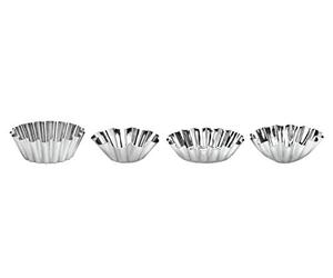 Cupcake Cases, Moulds, Round, 4 Assorted Tinplate - Set of 8
