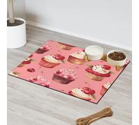 Cupcake Cherries Cute Pet Feeding Mat for Cat Dog Water Bowl Food Mats Pet Feeding Mats Absorbent Nti-Slip Contain Spills Protects Floors Placemat 30.4 x 50.8 cm
