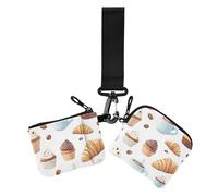 Cupcake Croissant Coffee Women's Coin Wallet Card Holder Large Capacity ID Card Holders Protector with Wristlet Strap for Women 2 Packs, Cupcake croissant coffee, One Size, Casual