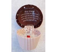 Cupcake Crystal Glass Teddy Bear Gift Set Boxes, Beautiful Inside Lid Engraved with a Lovely Poem, Personalized and Ornamental Gift Set for Special Occasion including Birthdays. (Best Friend)