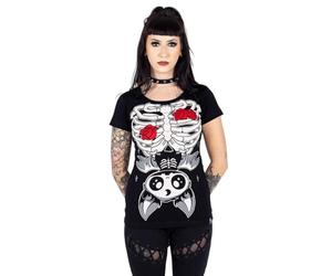 Cupcake Cult Ribcage Bat T-Shirt, Black, XL - UK 16