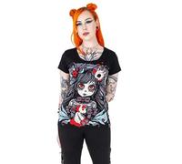 Cupcake Cult Voodoo Unicorn Girl T-Shirt, Black, L - UK 14