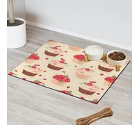 Cupcake Cute Cherries Pet Feeding Mat for Cat Dog Water Bowl Food Mats Pet Feeding Mats Absorbent Nti-Slip Contain Spills Protects Floors Placemat 40.6 x 60.9 cm