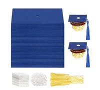 Cupcake Decoration - 50 Stems Versatile Paper Accessories, Mini Graduation Hat with Tassel, for School Home Class Children Family Students