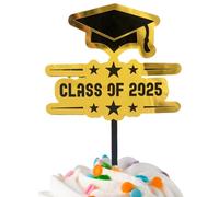 Cupcake Decorations Graduation Two Thousand Twenty-Five - Cupcake Toppers Theme Graduation Acrylic - Gold and Black Stable Happy Celebrations School Home Nursery Parties Accessor