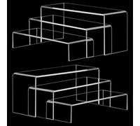 Cupcake Display Stand, Clear Acrylic Display Stands, Rectangular 3-Tiered Display Stand 2 Sets, Food Display Stand, Display Stand Multifunction for Funko Pop Figures, Cosmetics, Collectibles Display