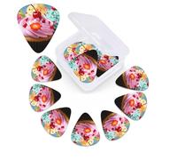 Cupcake Guitar Picks 12 Pack 3 Different Thickness Celluloid Guitar Plectrums with Guitar Pick Storage Box Personalized Guitar Pick for Acoustic Guitar Picks