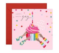 Cupcake Happy Birthday Card - 'LGBT 6' - Gifts for Gays, Lesbian, Him, His, He, Her, She - Make A Wish - Comes with Fun Stickers