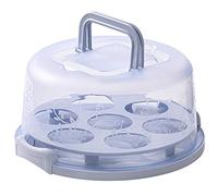Cupcake Holder - Round 7-Slot Cupcake Containers Keeper | Cake Stand with Lid And Handle Portable Cake Container Holder Two-Sided Base For Pies Cookies Nuts Fruit