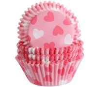 Cupcake Liners Baking Cups 100 Pack Standard Paper Muffin Cups Food Grade Cupcake Wrappers Greaseproof Muffin Liner Non-Stick Heart Printing Baking Cup Paper for Wedding Birthday Party Festival
