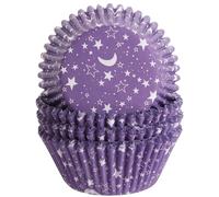 Cupcake Liners Baking Cups 100 Pack Standard Paper Muffin Cups Food Grade Cupcake Wrappers Greaseproof Muffin Liner Non-Stick Star Moon Printing Baking Cup Paper for Wedding Birthday Party Festival