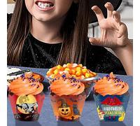 Cupcake Liners Halloween | Holiday Cake Decor - Horror Theme Party Dessert Container for Home Outdoor Bakery Camping Picnic Haunted House Wedding Birthday