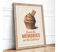 Cupcake Memories Typography Framed Wall Art Print A3 (42×29.7cm) Oak, Wall Decor for Living Room, Bedroom, Office & Home, Ready to Hang, Art Gift