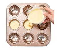 Cupcake Molds for Baking - 27×27×2.2cm 9 Slot Reusable Muffin Pan Non Stick Carbon Steel Dessert Mold Cute Animal Cartoon Design Baking Tray | for Muffins Madeleines